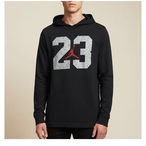 Jordan Youth Boys Lightweight Hooded Long Sleeve Shirt L Black 23